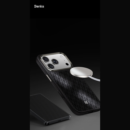 Benks Etui Magnetic Armor Pro Armor Grid Kevlar Metal Frame 600D do iPhone 18 Pro Max / 17 Pro Max czarne – wytrzymałe etui z włóknem Kevlar® i pełną ochroną MagSafe