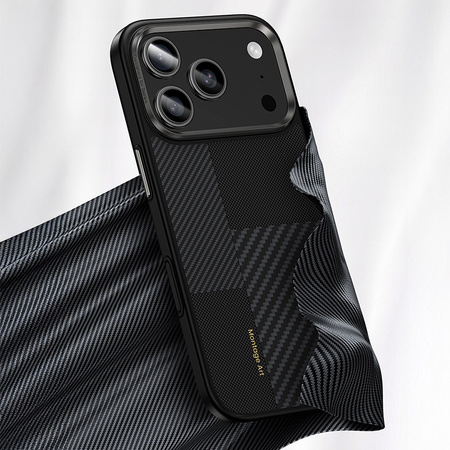 Benks Etui Montage Magnetic Carbon Kevlar Armor Pro Metal Frame 600D+1500D do iPhone 17 czarne (Camera Control Button) – Wytrzymałe Etui Carbon Kevlarowe z Ochroną i Funkcją Camera Control