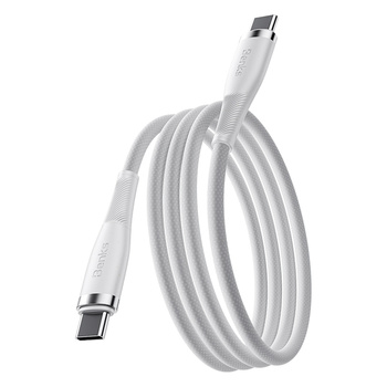 Benks Kabel D47 pleciony - Typ C na Typ C - PD 100W 1 metr biały