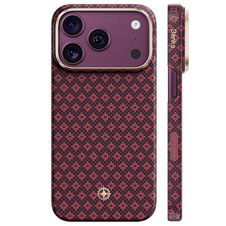 Benks Etui Magnetic Armor Air Armor Grid Kevlar Metal Frame 600D do iPhone 18 Pro Max / 17 Pro Max burgundowe – wytrzymałe etui z włóknem Kevlar® i pełną ochroną MagSafe