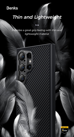Benks Etui Magnetic Carbon Kevlar Hybrid Armor Pro 600D do Samsung Galaxy S24 Plus czarne – Pancerne Etui Carbon Kevlarowe z Ochroną Premium