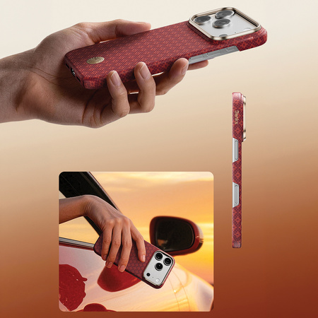 Benks Etui Magnetic Armor Air Armor Grid Kevlar Metal Frame 600D do iPhone 18 Pro / 17 Pro czerwone – wytrzymałe etui z włóknem Kevlar® i pełną ochroną MagSafe