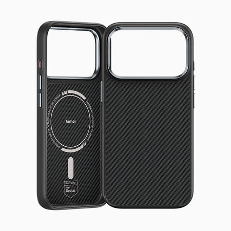Benks Etui Magnetic Carbon Kevlar Armor Pro Metal Frame 600D do iPhone 17 Pro czarne (Camera Control Button) – Wytrzymałe Etui Carbon Kevlarowe z Ochroną i Funkcją Camera Control