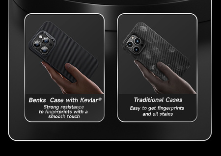 Benks Etui Magnetic Hybrid Armor Pro Kevlar Metal Frame 600D do iPhone 15 Plus Czarne