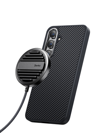 Benks Etui Magnetic Carbon Kevlar Hybrid Armor Pro 600D do Samsung Galaxy S24 Plus czarne – Pancerne Etui Carbon Kevlarowe z Ochroną Premium