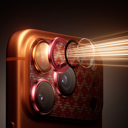 Benks Hartowane szkło Armor Warrior Lens (OR69) do Iphone 17 Pro ArmorGrid pomarańczowy (wyspa)