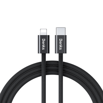 Benks Kabel D46 pleciony - Typ C na Lightning - PD 27W 3A 1 metr czarny