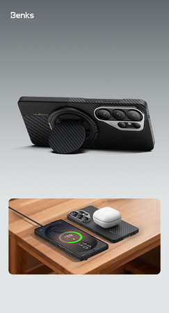 Benks Etui do Samsung Galaxy S26 Ultra Carbon Kevlar 600D+1500D Armor Air Montage z MagSafe Wzmacniane – Czarne