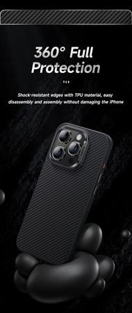 Benks Etui Magnetic Hybrid Armor Pro Kevlar Metal Frame 600D do Iphone 15 Plus czarny