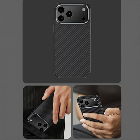 Benks Etui Magnetic Carbon Kevlar Armor Pro Metal Frame 600D do iPhone 17 czarne (Camera Control Button) – Etui Carbon Kevlarowe z Funkcją Camera Control i Ochroną Premium