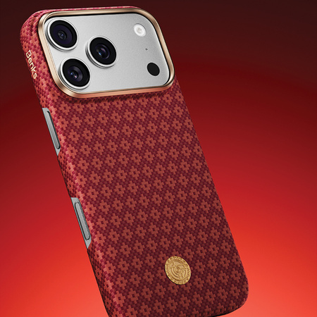 Benks Etui Magnetic Armor Air Armor Grid Kevlar Metal Frame 600D do iPhone 18 Pro Max / 17 Pro Max czerwone – wytrzymałe etui z włóknem Kevlar® i pełną ochroną MagSafe
