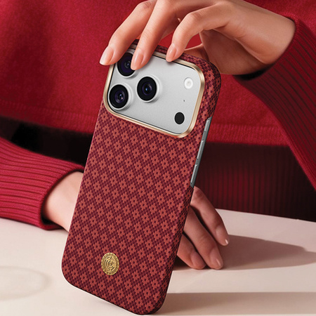 Benks Etui Magnetic Armor Air Armor Grid Kevlar Metal Frame 600D do iPhone 18 Pro Max / 17 Pro Max czerwone – wytrzymałe etui z włóknem Kevlar® i pełną ochroną MagSafe