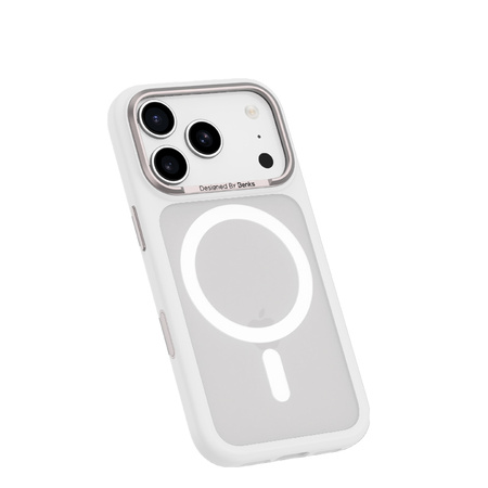 Benks Etui Magnetic Mist Metal Frame do iPhone 17 Pro białe (Camera Control Button) – Smukłe Etui Metal Frame z Funkcją Camera Control