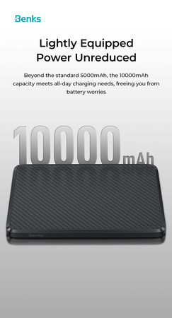 Benks Powerbank MagSafe Carbon Mini magnetyczny indukcyjny 10000mAh 22,5W szybkie ładowanie przenośny do telefonu
