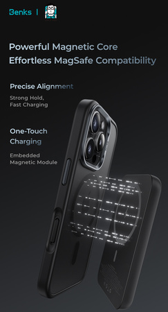 Benks Etui Magnetic Mist Metal Frame do iPhone 16 Pro Max Szare