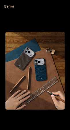 Benks Etui Magnetic Armor Air Armor Grid Kevlar Metal Frame 600D (0070) do iPhone 17 Pro Max Niebieskie