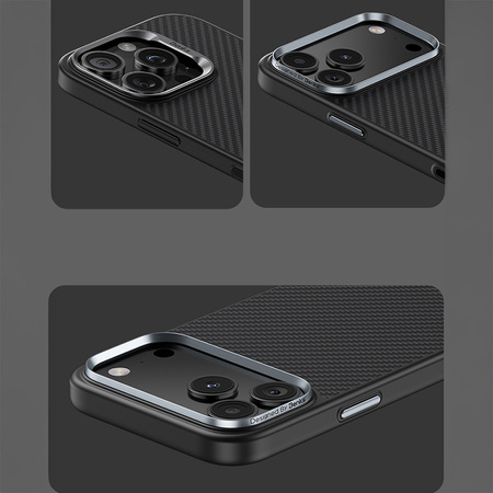 Benks Etui Magnetic Carbon Kevlar Armor Pro Metal Frame 600D do iPhone 17 Pro czarne (Camera Control Button) – Wytrzymałe Etui Carbon Kevlarowe z Ochroną i Funkcją Camera Control