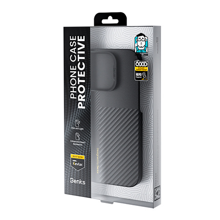 Benks Etui Montage Magnetic Armor Air Kevlar PC Frame 600D+1500D (M063) do iPhone 16 Czarne