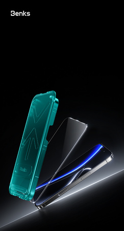 Benks Hartowane szkło Glass Warrior Sapphire Coating (LL65) do Iphone 16 Pro czarne (Thin Edge)