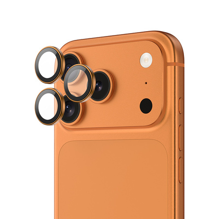 Benks Szkło Hartowane DR Sapphire Lens Protector na aparat do iPhone 17 Pro / 17 Pro Max (obiektyw 3 sztuki) Pomarańczowe