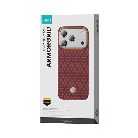 Benks Etui Magnetic Armor Air Armor Grid Kevlar Metal Frame 600D do iPhone 18 Pro Max / 17 Pro Max czerwone – wytrzymałe etui z włóknem Kevlar® i pełną ochroną MagSafe