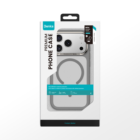 Benks Etui Magnetic Mist Metal Frame (A070) do iPhone 17 Pro Max Szare (Camera Control Button)