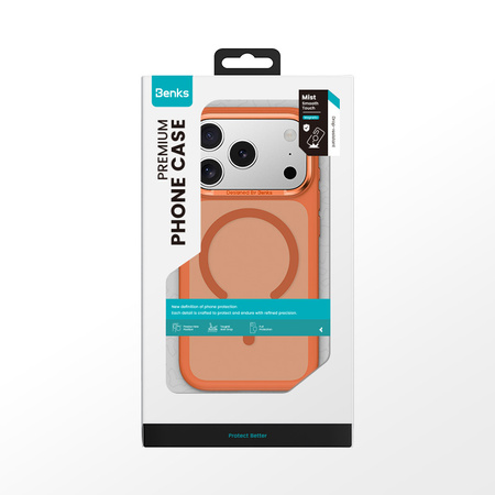 Benks Etui Magnetic Mist Metal Frame (A070) do Iphone 17 Pro Max pomarańczowy (Camera Control Button)