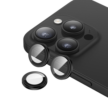 Benks Hartowane szkło DR Sapphire Lens Protector na aparat do iPhone 15 Pro / 15 Pro Max (3 sztuki) czarne – szkło szafirowe premium, odporne na zarysowania