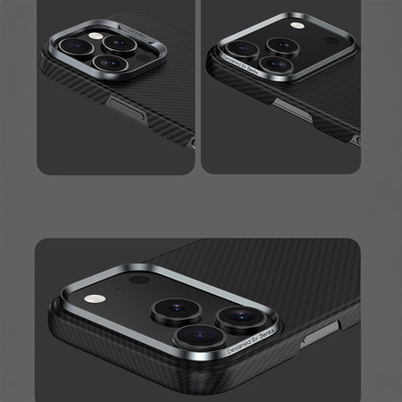Benks Etui Magnetic Carbon Kevlar Armor Air Metal Frame 600D do iPhone 17 Air czarne – Smukłe Etui Carbon Kevlarowe z Ramką Metalową