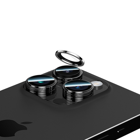 Benks Hartowane szkło DR Sapphire Lens Protector na aparat do iPhone 15 Pro / 15 Pro Max (3 sztuki) czarne – szkło szafirowe premium, odporne na zarysowania