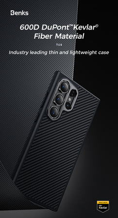 Benks Etui Magnetic Carbon Kevlar Hybrid Armor Pro 600D do Samsung Galaxy S24 Plus czarne – Pancerne Etui Carbon Kevlarowe z Ochroną Premium
