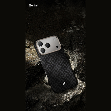 Benks Etui Magnetic Armor Air Armor Grid Kevlar Metal Frame 600D do iPhone 18 Pro / 17 Pro czarne – wytrzymałe etui z włóknem Kevlar® i pełną ochroną MagSafe
