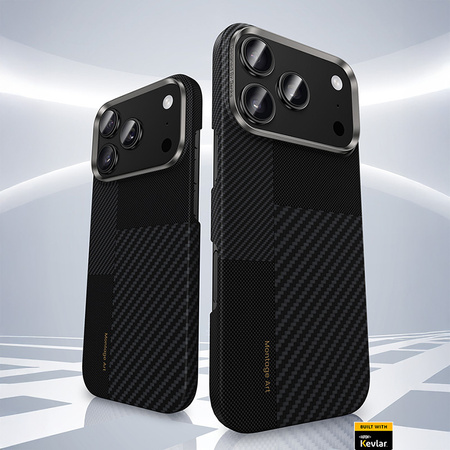 Benks Etui Montage Magnetic Carbon Kevlar Armor Air Metal Frame 600D+1500D do iPhone 17 Pro czarne – Smukłe Etui Carbon Kevlarowe z Ochroną Premium