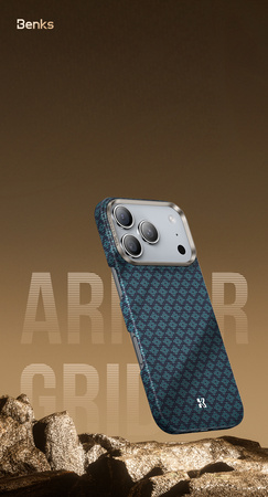 Benks Etui Magnetic Armor Air Armor Grid Kevlar Metal Frame 600D (0069) do Iphone 17 Pro pomarańczowe