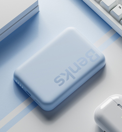 Benks Power bank 6000mAh MP10 - Typ C - magnetyczny z ładowaniem indukcyjnym niebieski