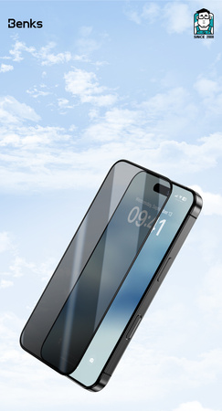 Benks Hartowane szkło Ultra Shield Privacy Glass (FK65) do Iphone 16 Pro czarne (Thin Edge)