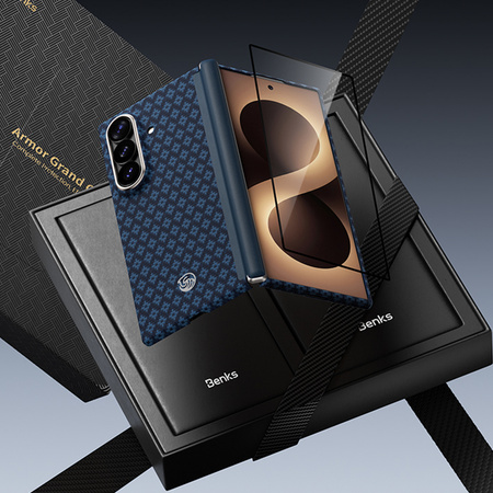 Benks Etui Magnetic Armor Grid Air Grand Combo do Samsung Galaxy Z Fold 8 Ultra Niebieskie