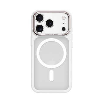 Benks Etui Magnetic Mist Metal Frame do iPhone 17 Pro białe (Camera Control Button) – Smukłe Etui Metal Frame z Funkcją Camera Control