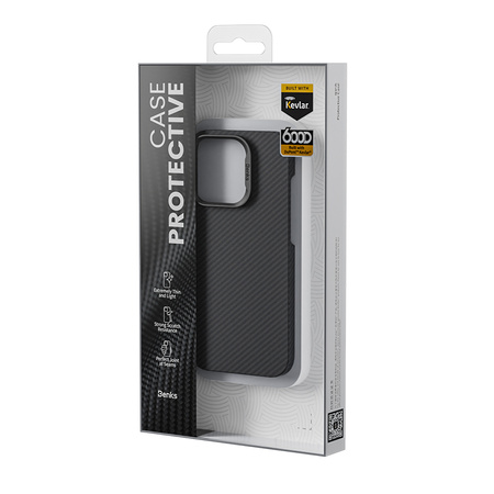 Benks Etui Magnetic Armor Air Kevlar Metal Frame 600D do iPhone 15 Plus Czarne