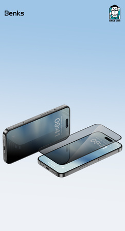 Benks Hartowane szkło Ultra Shield Privacy Glass (FK65) do Iphone 16 Pro czarne (Thin Edge)