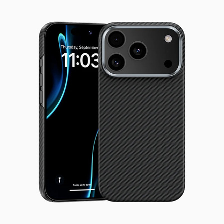 Benks Etui Magnetic Carbon Kevlar Armor Air Metal Frame 600D do iPhone 17 Pro Max czarne – Pancerne Etui Carbon Kevlarowe z Ramką Metalową i MagSafe