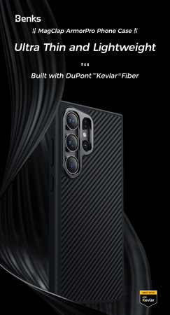 Benks Etui Magnetic Carbon Kevlar Hybrid Armor Pro 600D do Samsung Galaxy S24 Plus czarne – Pancerne Etui Carbon Kevlarowe z Ochroną Premium