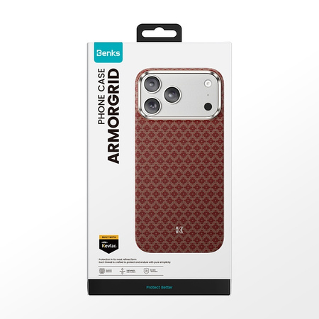 Benks Etui Magnetic Armor Air Armor Grid Kevlar Metal Frame 600D (C.K.FL.AP.GD.H070) do Iphone 17 Pro Max/18 Pro Max pomarańczowe