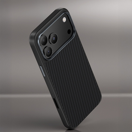 Benks Etui Magnetic Carbon Kevlar Armor Pro Metal Frame 600D do iPhone 17 Pro czarne (Camera Control Button) – Wytrzymałe Etui Carbon Kevlarowe z Ochroną i Funkcją Camera Control