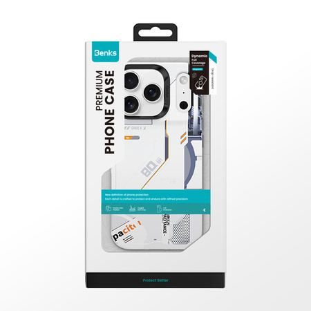 Benks Etui Dynamic Magnetic Mecha do iPhone 17 Pro Max białe (Camera Control Button) – Futurystyczne Etui z Funkcją Camera Control i Pełną Ochroną