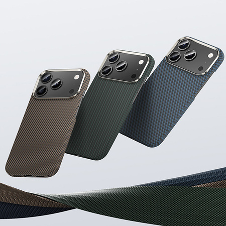 Benks Etui Magnetic Carbon Kevlar Armor Tint 1000D do iPhone 17 Pro złote – Wytrzymałe Etui Carbon Kevlarowe z Eleganckim Designem