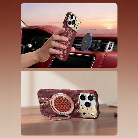Benks Etui Magnetic Armor Air Knight Kevlar Metal Frame do iPhone 18 Pro / 17 Pro czerwone – wytrzymałe etui z włóknem Kevlar® i pełną ochroną MagSafe
