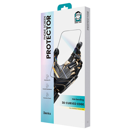 Benks Hartowane szkło Arc Shield Full Coverage do Iphone 15 Pro czarne