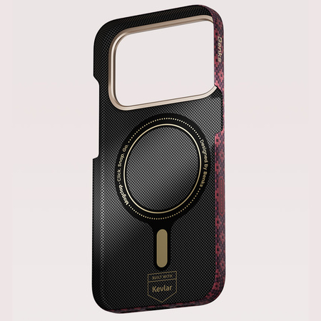 Benks Etui Magnetic Armor Air Armor Grid Kevlar Metal Frame 600D do iPhone 18 Pro Max / 17 Pro Max burgundowe – wytrzymałe etui z włóknem Kevlar® i pełną ochroną MagSafe