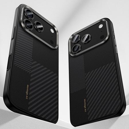 Benks Etui Montage Magnetic Carbon Kevlar Armor Pro Metal Frame 600D+1500D do iPhone 17 czarne (Camera Control Button) – Wytrzymałe Etui Carbon Kevlarowe z Ochroną i Funkcją Camera Control
